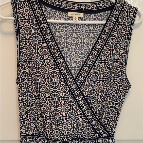 Max Studio sleeveless navy blue faux wrap dress - Picture 4 of 4